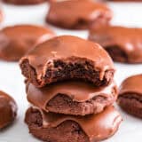 Stack of Texas sheet cake cookies.