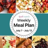 Photo collage of recipes for a weekly meal plan for I Heart Naptime.