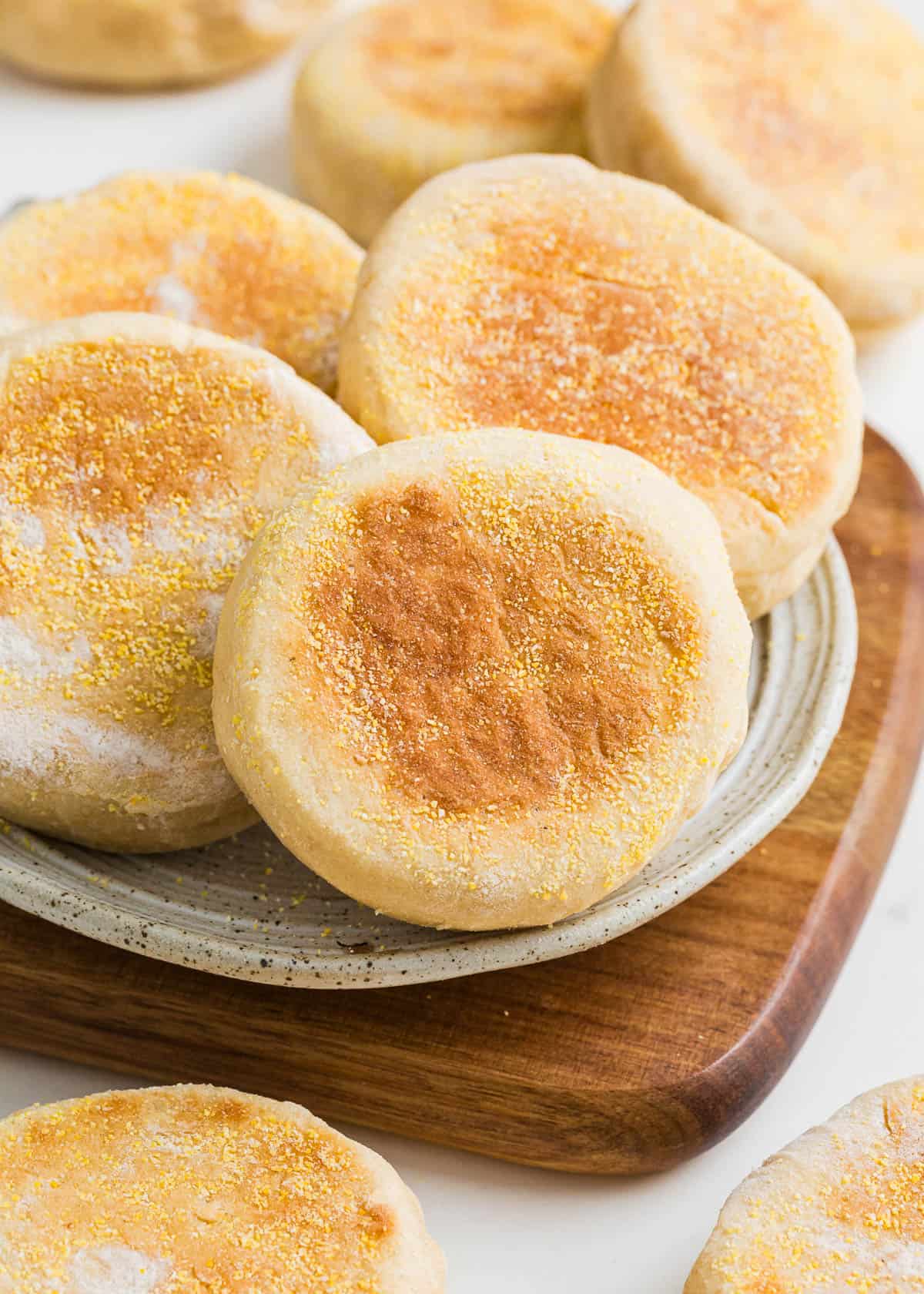 English muffins on a plate.