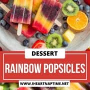 A bowl of colorful rainbow popsicles.