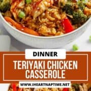 Teriyaki chicken casserole in a bowl.