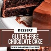 Gluten free chocolate cake with a slice being served.