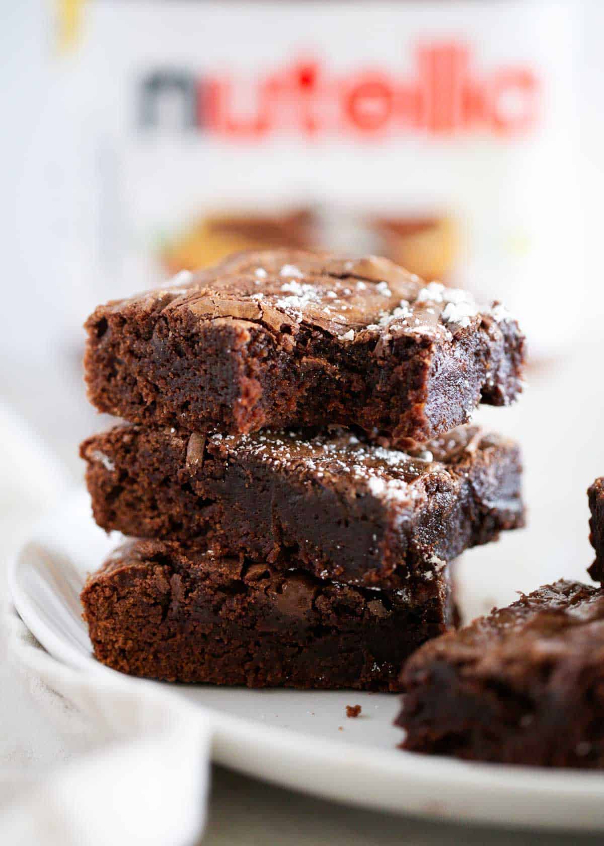 Stacked nutella brownies.