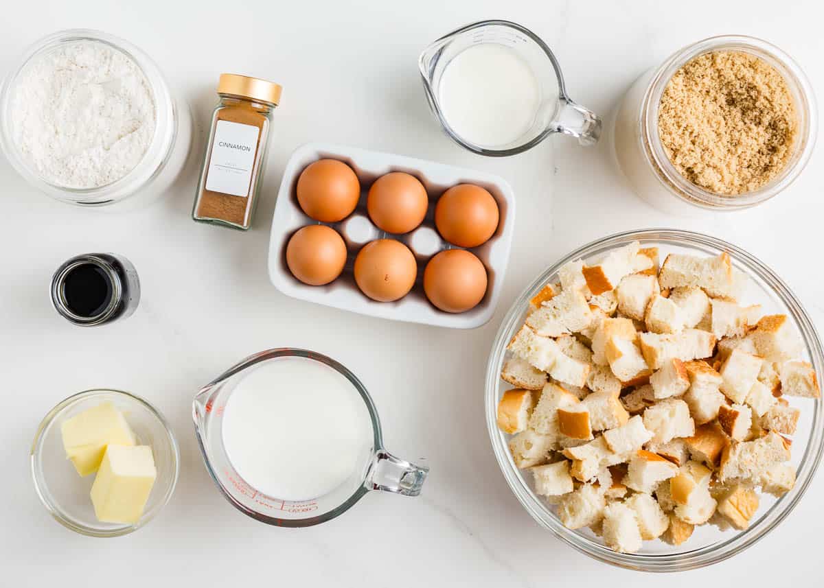 French toast casserole ingredients.