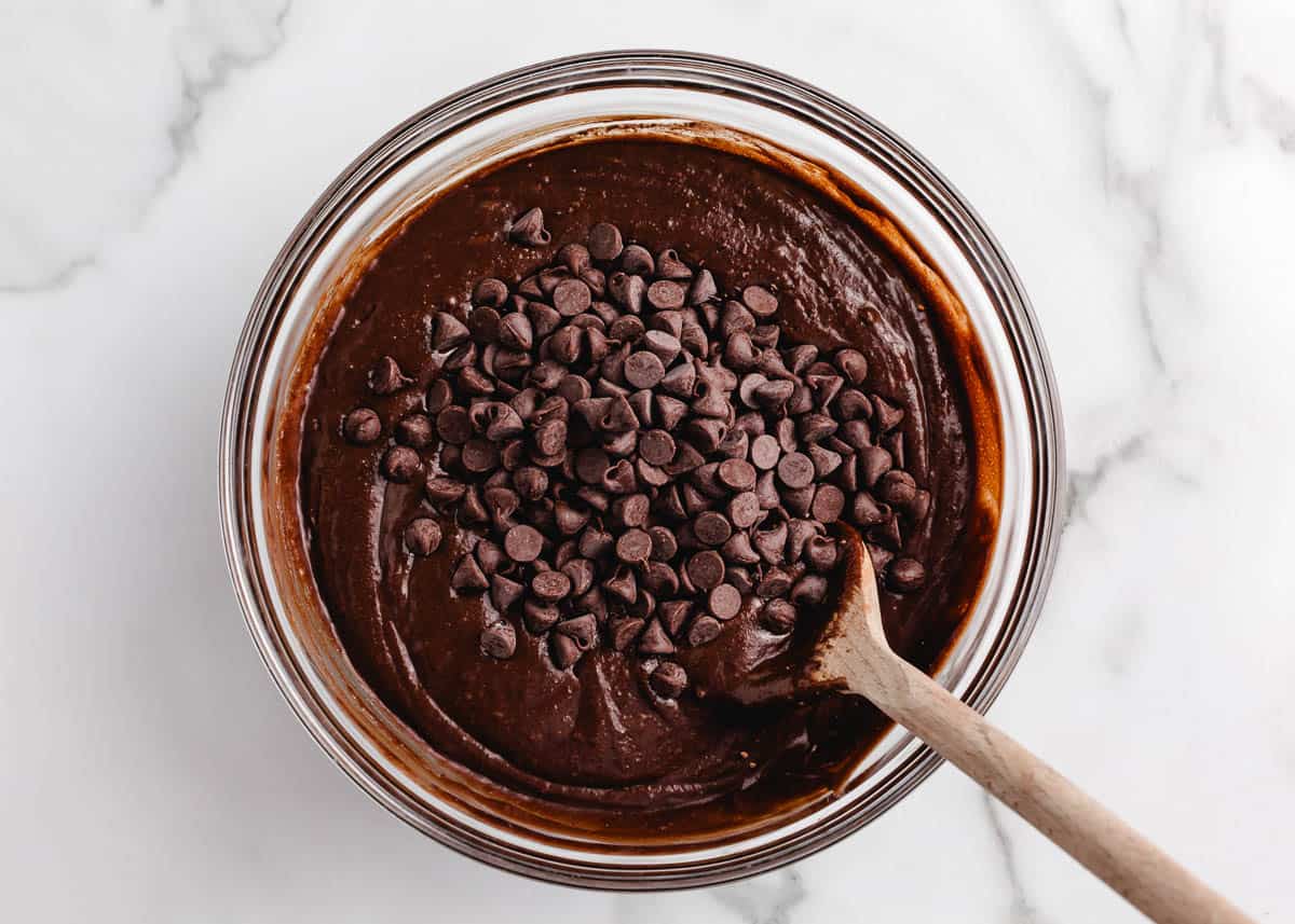 Brownie batter in a bowl.