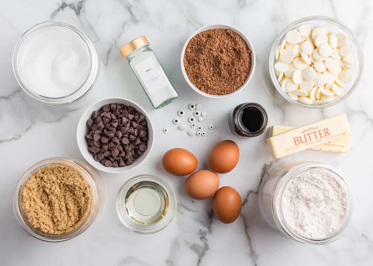 Brownie ingredients on the counter.