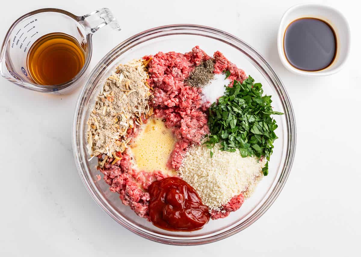 Showing how to make lipton onion soup meatloaf.