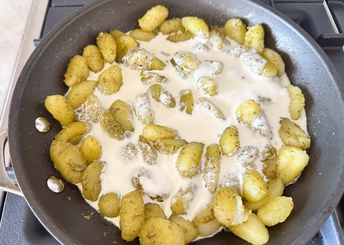 Gnocchi with cream sauce.