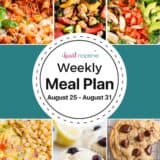 A weekly meal plan of recipe photos for I Heart Naptime.