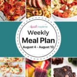 A photo collage of recipes for I Heart Naptime weekly meal plan.