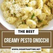 Pesto gnocchi in a bowl.