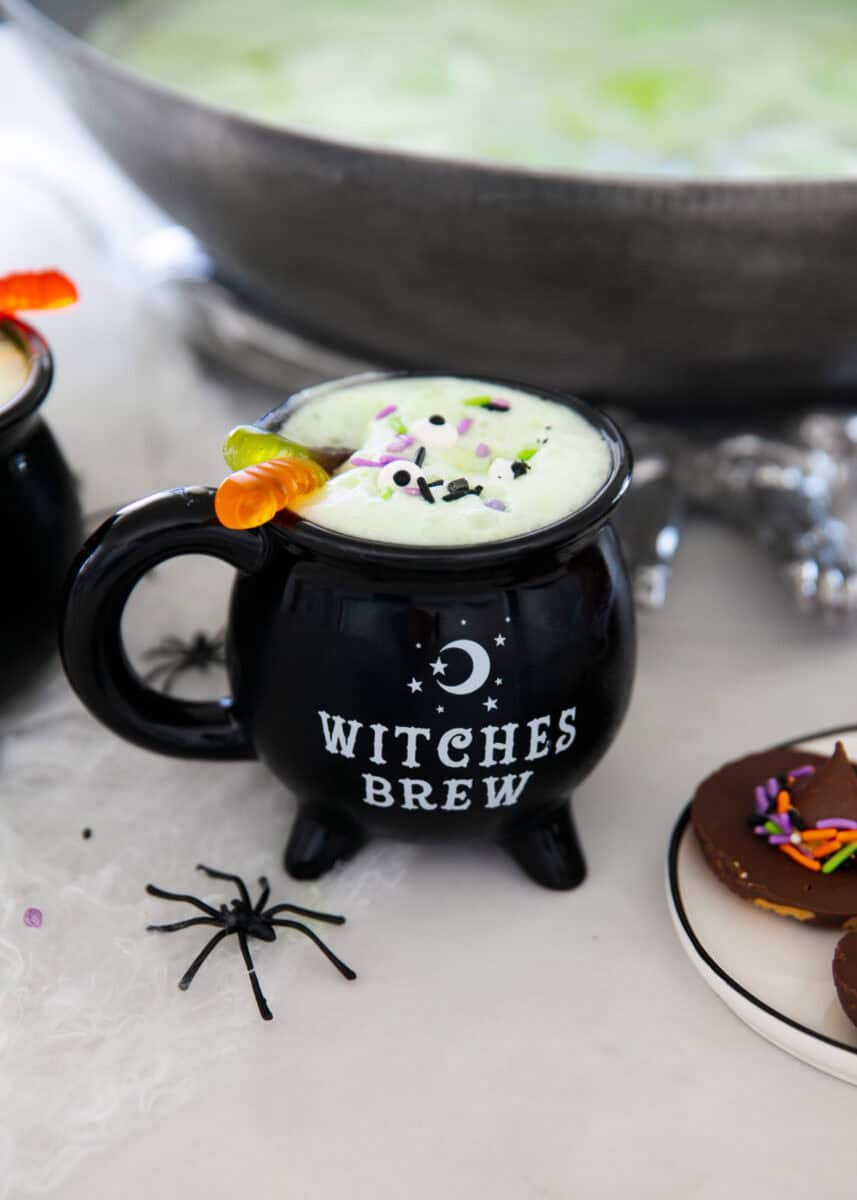 Close up of witches brew in a Halloween serving mug.