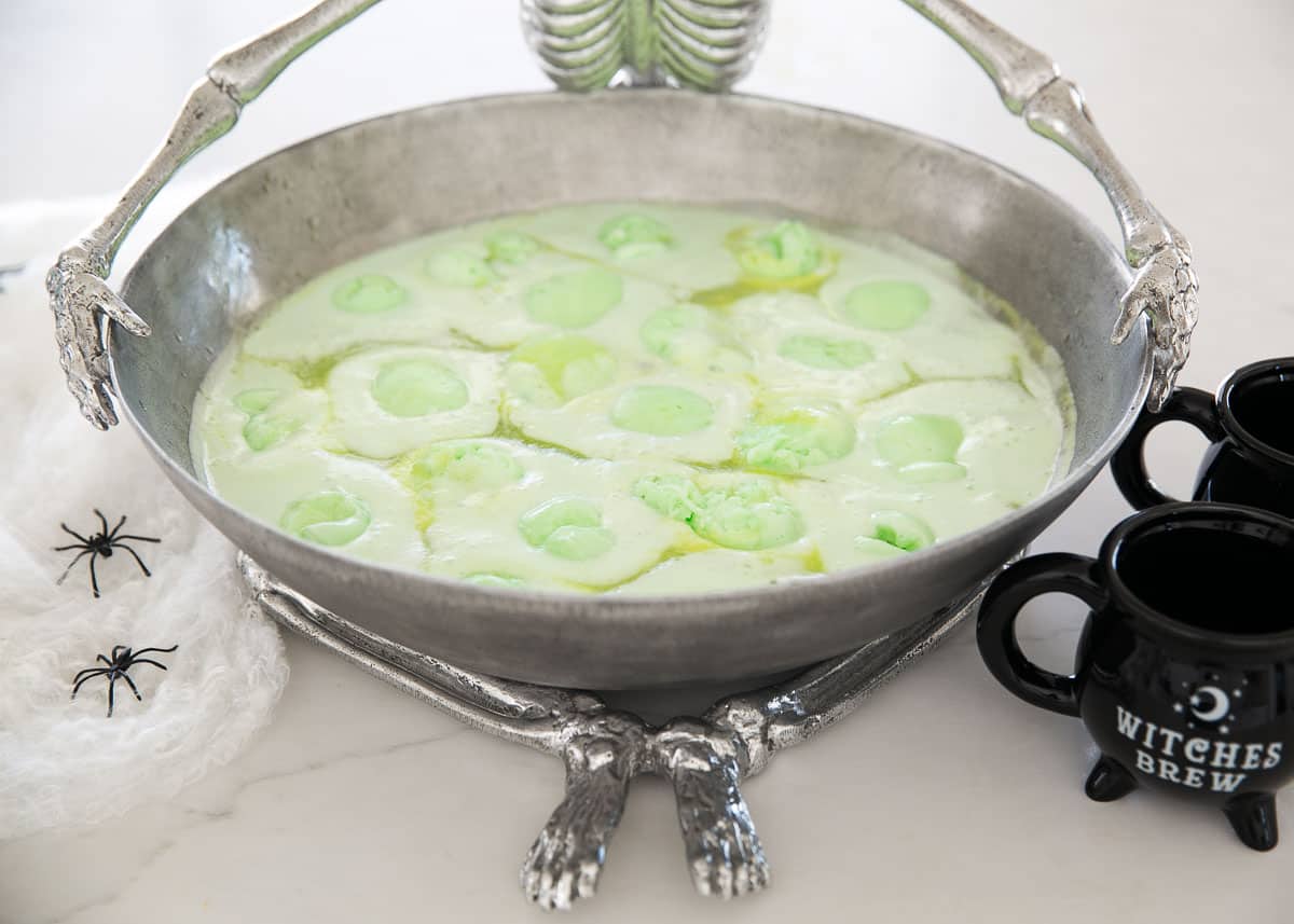 Witches brew in a Halloween punch bowl.