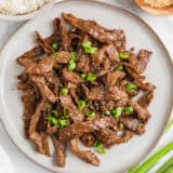 Beef bulgogi on a plate.