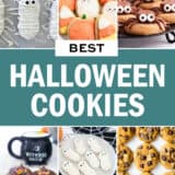 Photo collage of I Heart Naptime Halloween cookie recipes.