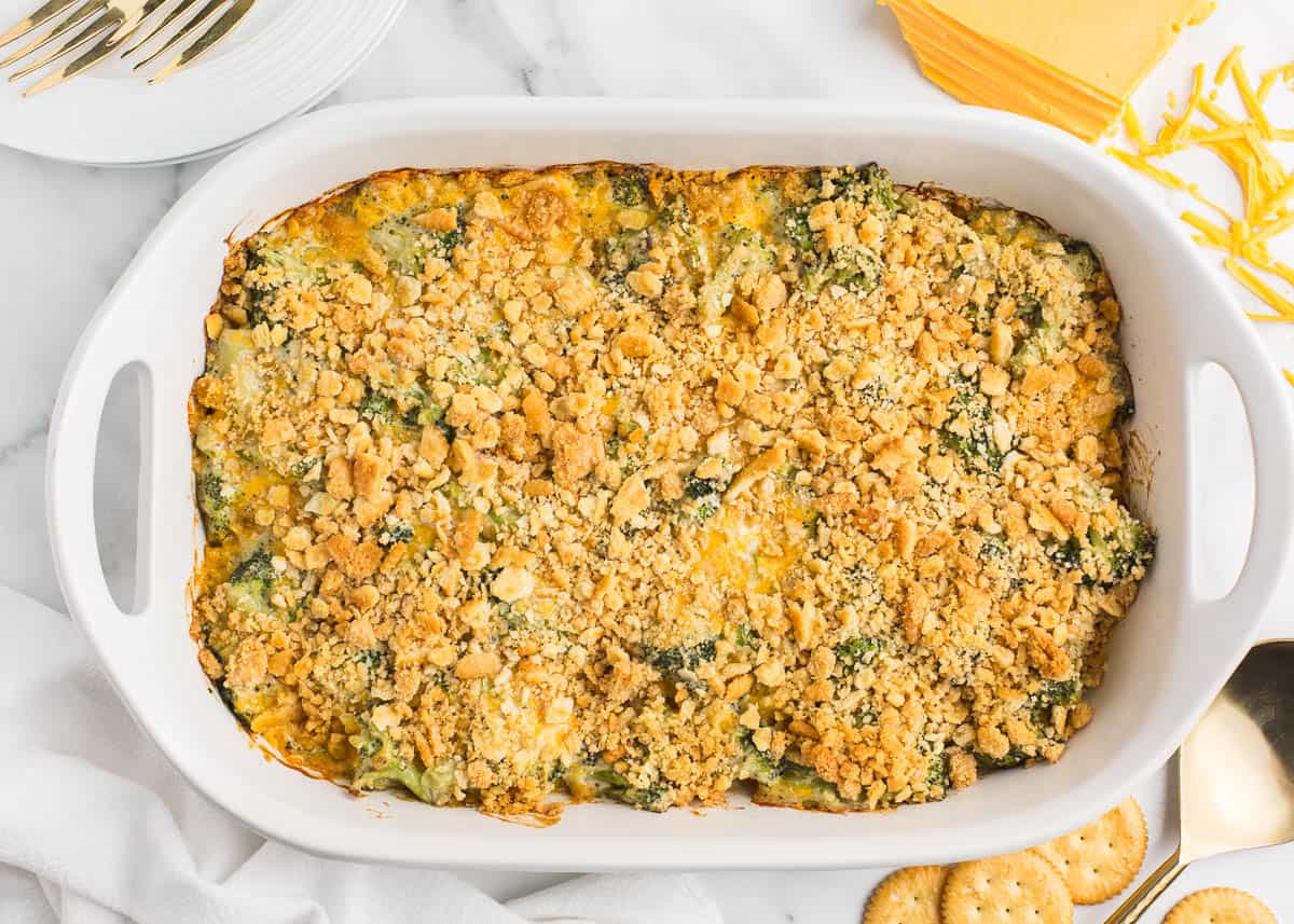 Broccoli cheese casserole with ritz.