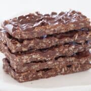 A stack of homemade crunch bars.