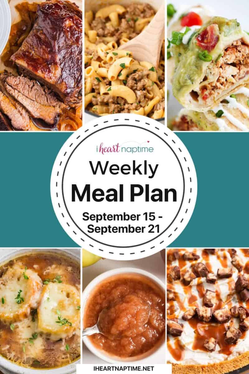 Recipe photos for a weekly meal plan for I Heart Naptime. 