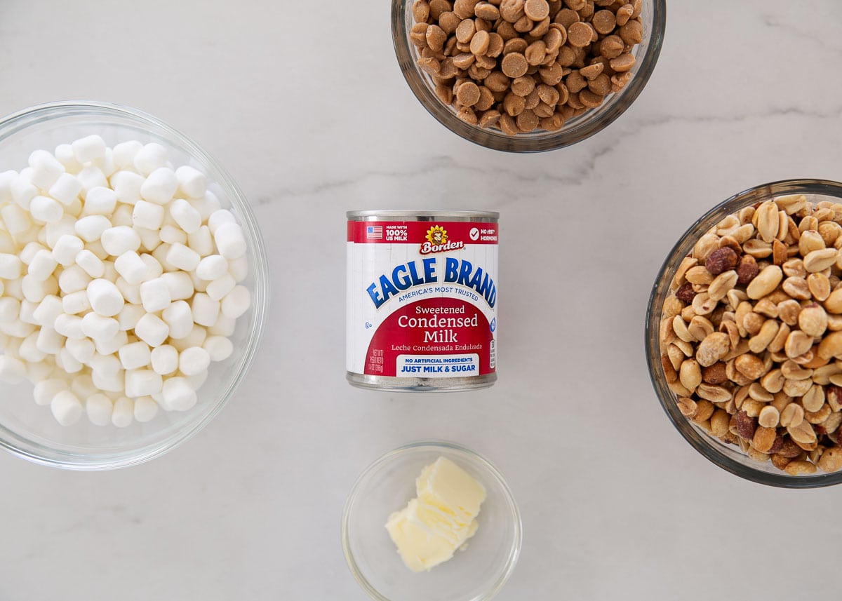 Pay day candy bar ingredients on counter.