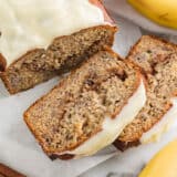 Sliced cinnamon roll banana bread.