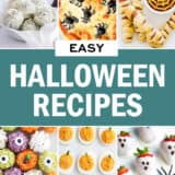 A photo collage of easy Halloween recipes.