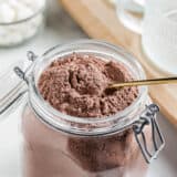 Jar with homemade hot chocolate mix.