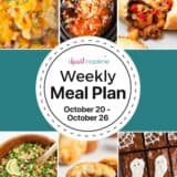 A photo collage of recipes for the weekly I Heart Naptime meal plan.