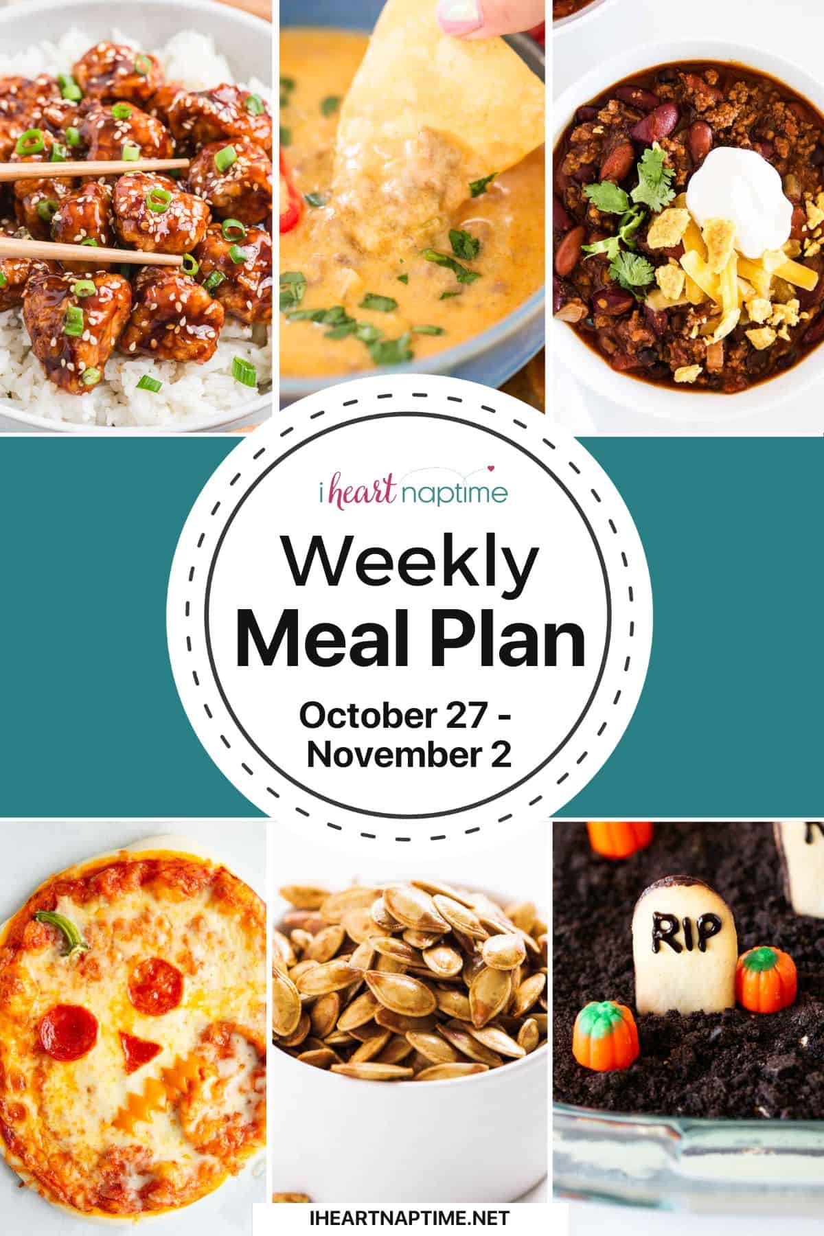 A recipe photo collage for I Heart Naptime weekly meal plan.