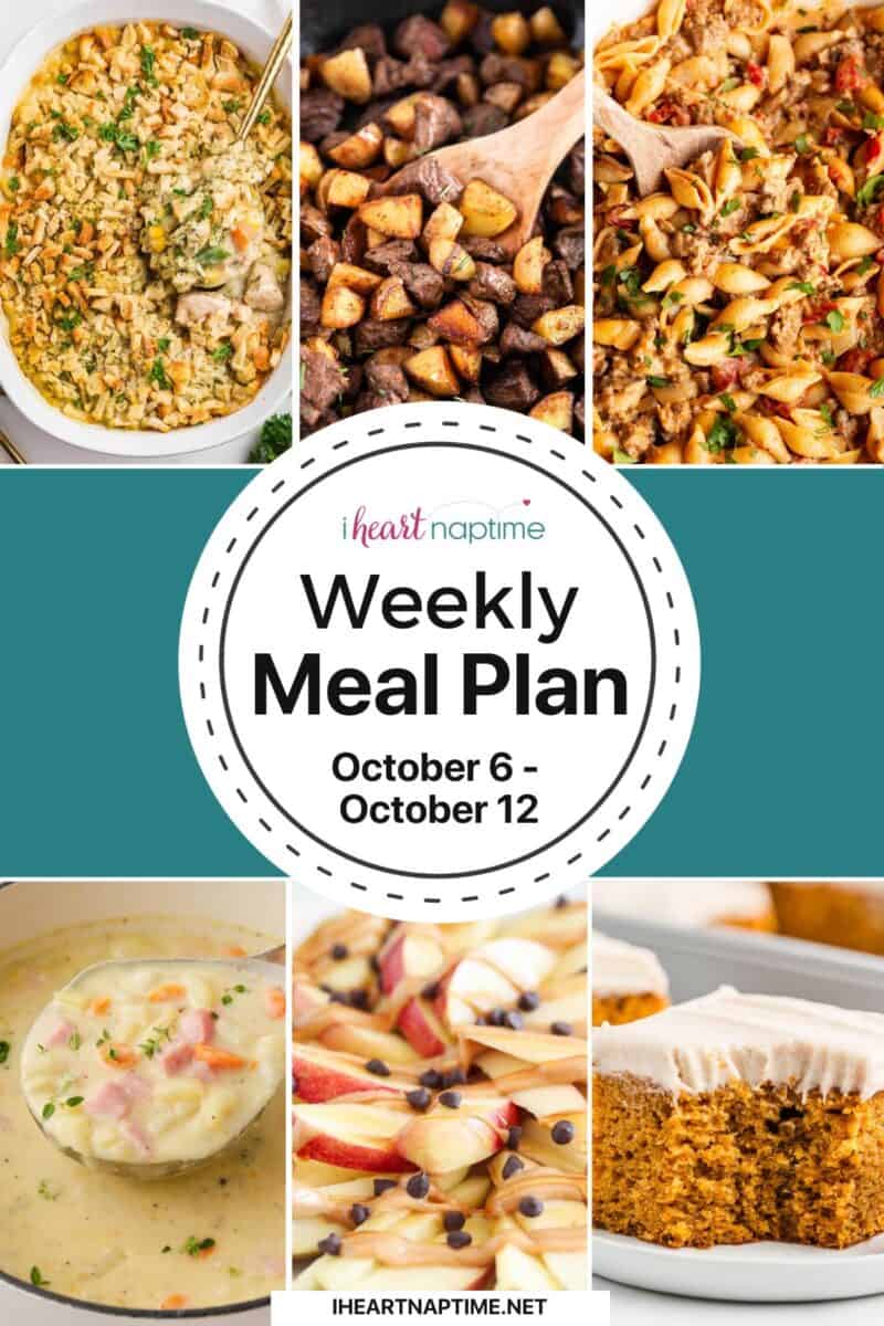 Photo collage of recipes for I Heart Naptime meal plan. 