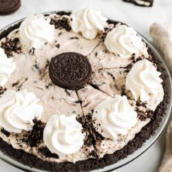 Sliced oreo pie.