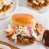 Pulled pork sliders with slaw.