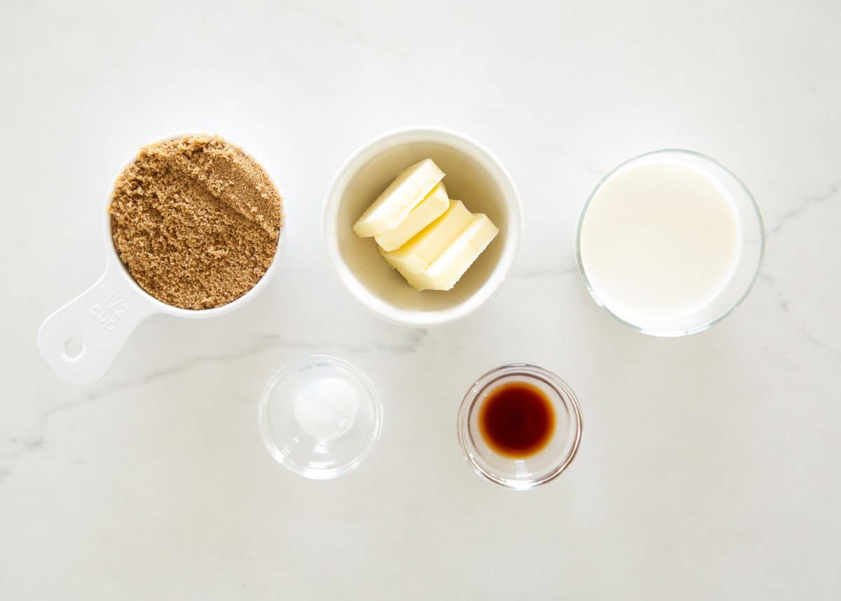 Butterscotch ingredients on the counter.