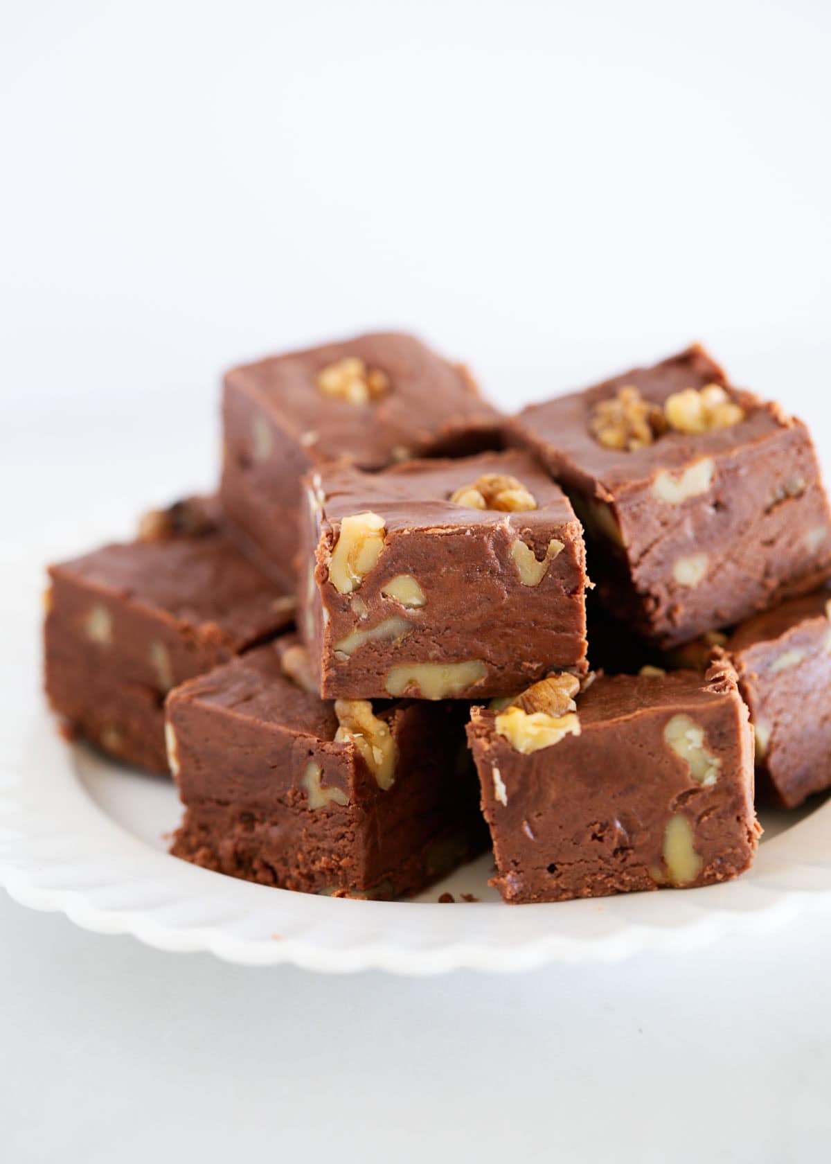 A plate of stacked fantasy fudge.