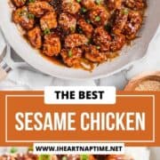 Sesame chicken in a bowl.