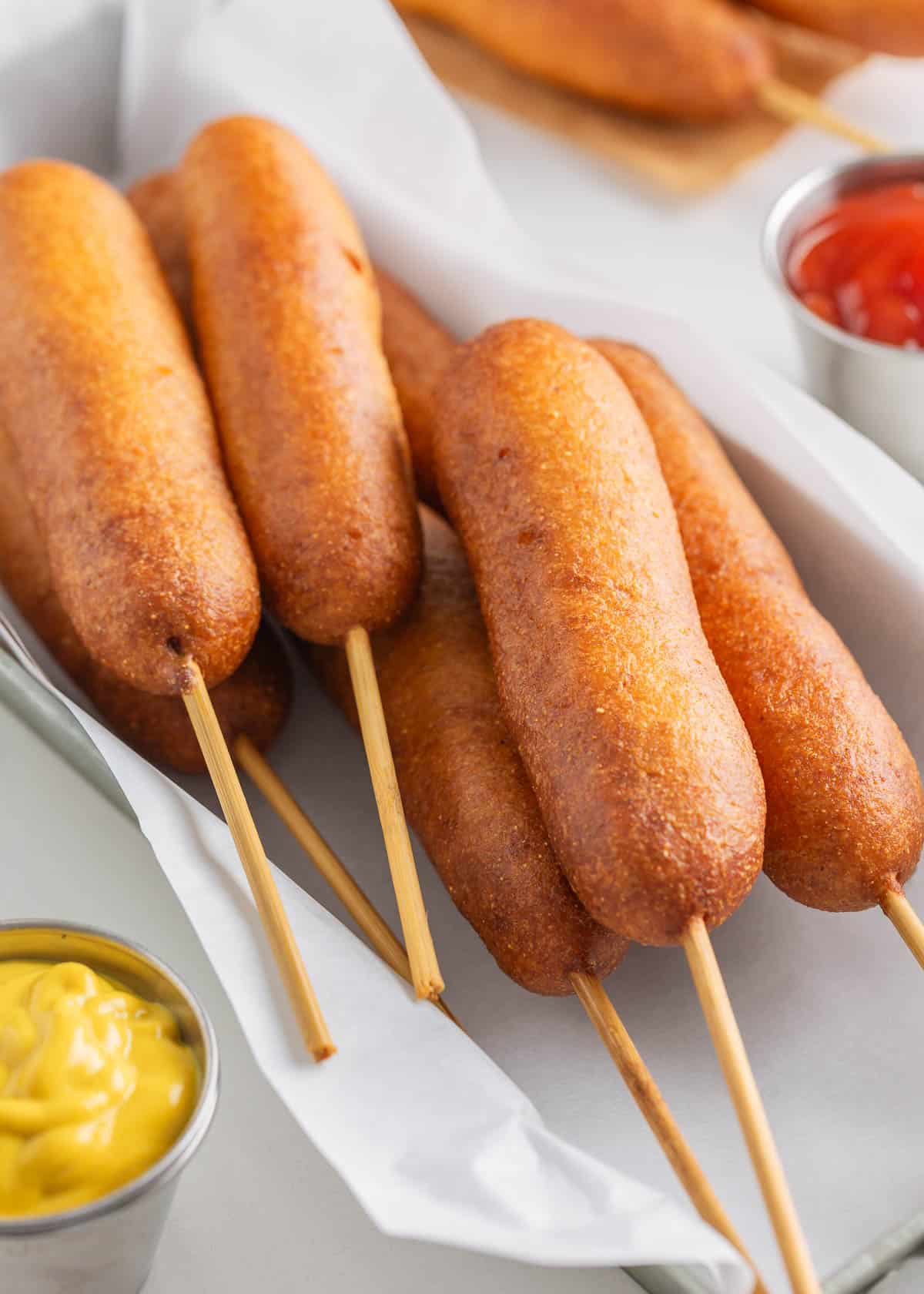 Homemade corn dogs.