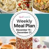 Photo collage of recipes for a weekly meal plan for I Heart Naptime.