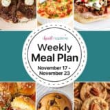 Photo collage of recipes for I Heart Naptime weekly meal plan.