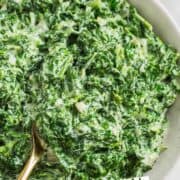 Creamed spinach in a bowl.