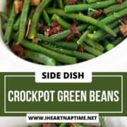 Crockpot green beans in a slow cooker.