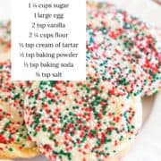 Drop sugar cookies on a plate with ingredients listed.