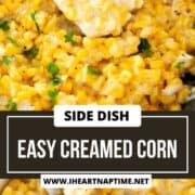 Creamed corn in a skillet.