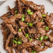 Beef bulgogi on a plate.