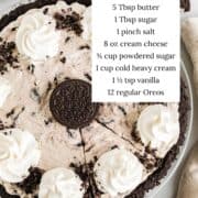 Oreo pie with ingredients listed.