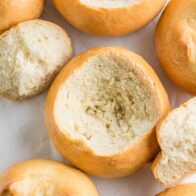 Homemade bread bowls.