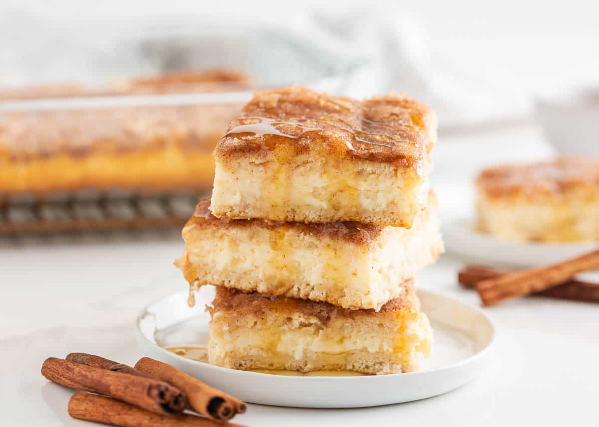 Stacked sopapilla cheesecake bars.