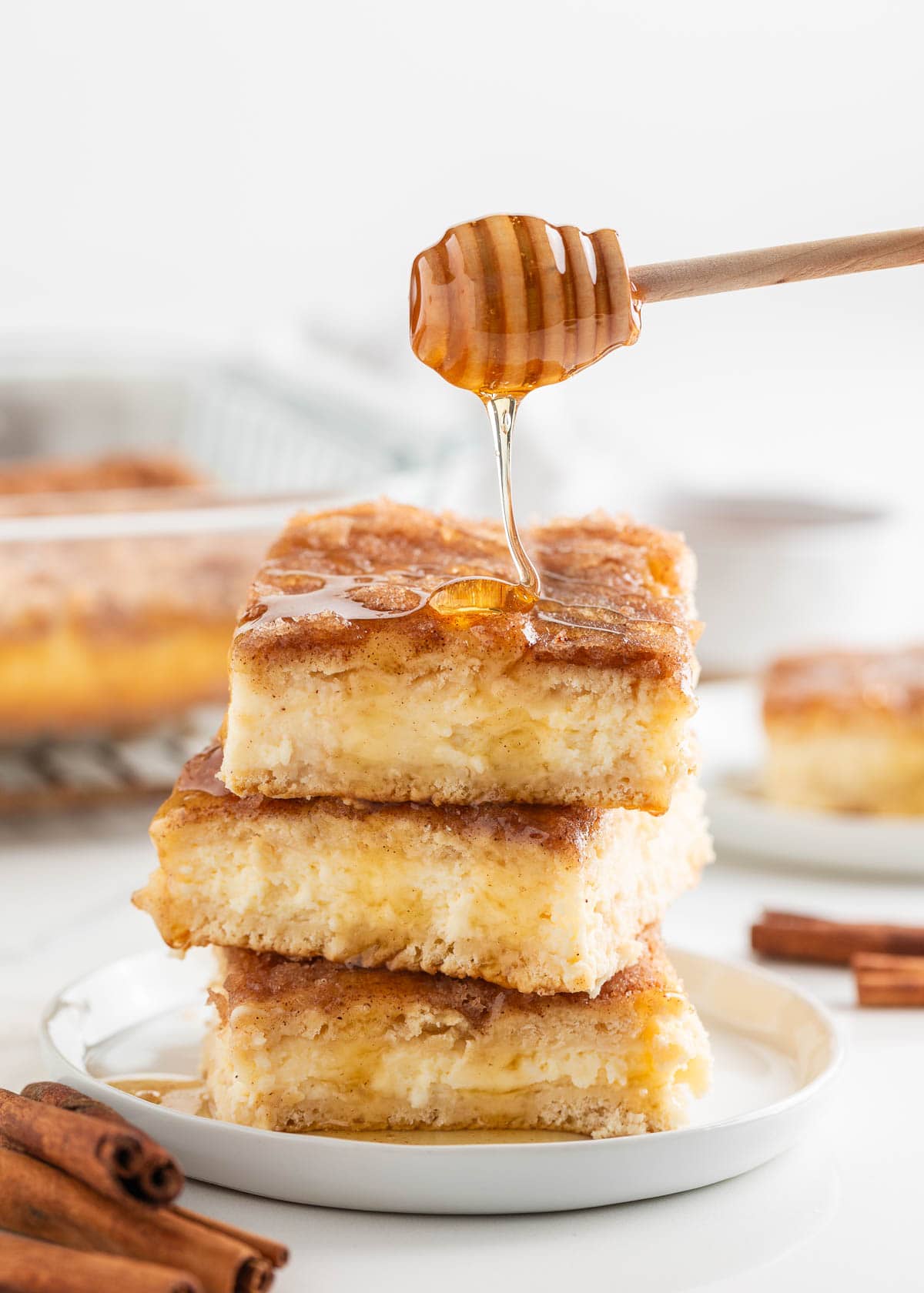 Stacked sopapilla cheesecake bars.