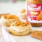 Biscoff cookie butter cookies with biscoff frosting.