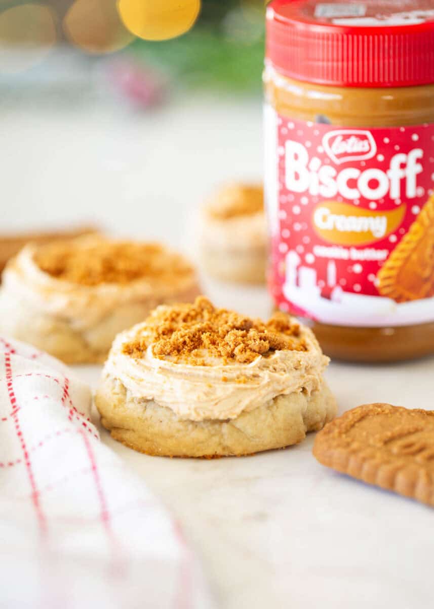 Biscoff cookie butter cookies with biscoff frosting.