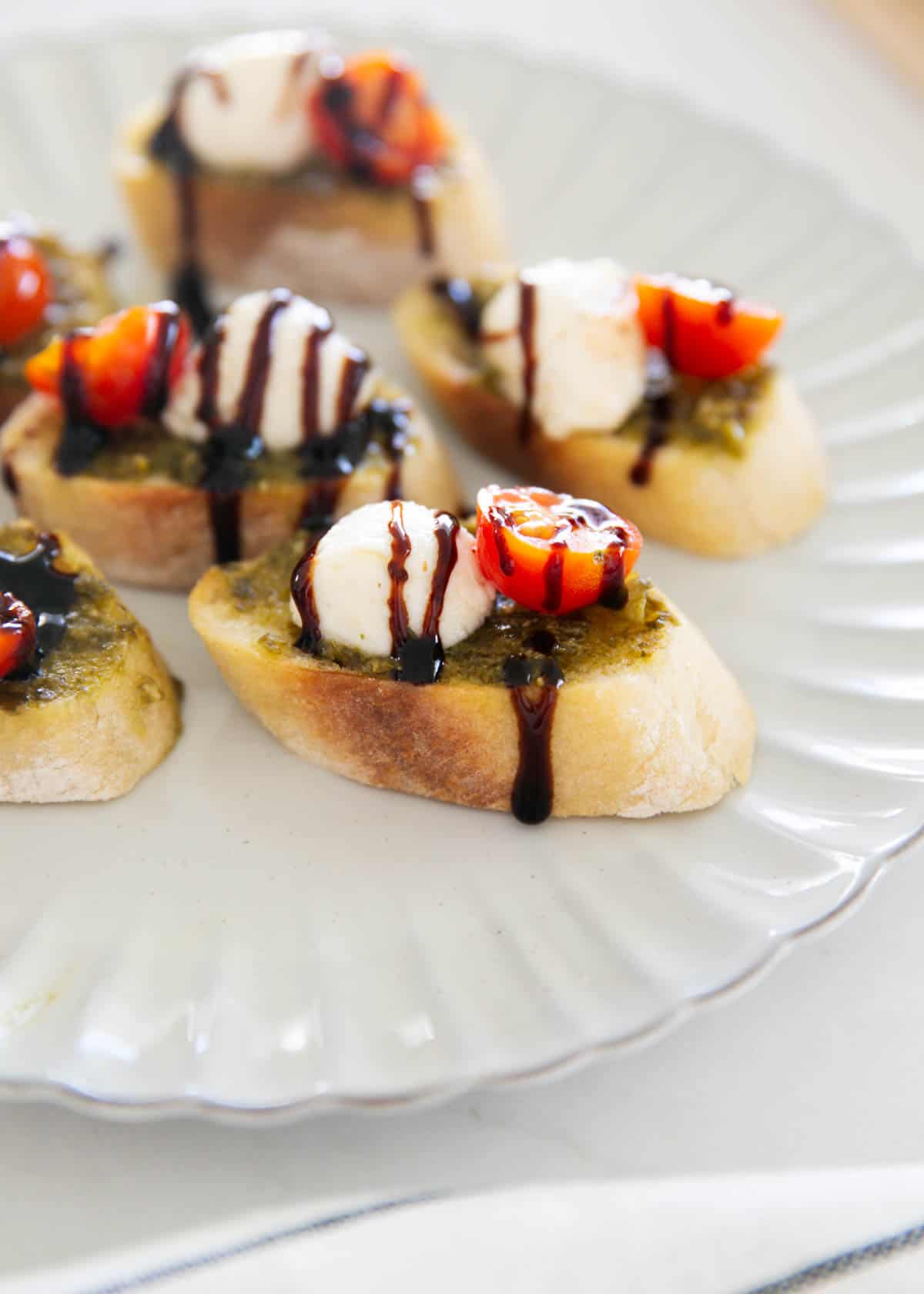 Crostini with caprese on top.