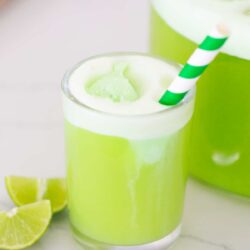 Green punch in a glass cup.